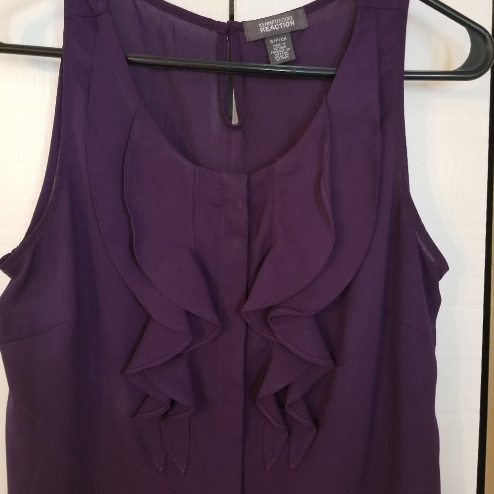 Kenneth Cole Reaction Sleeveless Purple Ruffle -S
